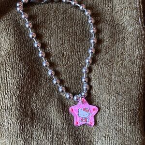 Hello Kitty Pink Star Pendant Beaded Necklace for Kids